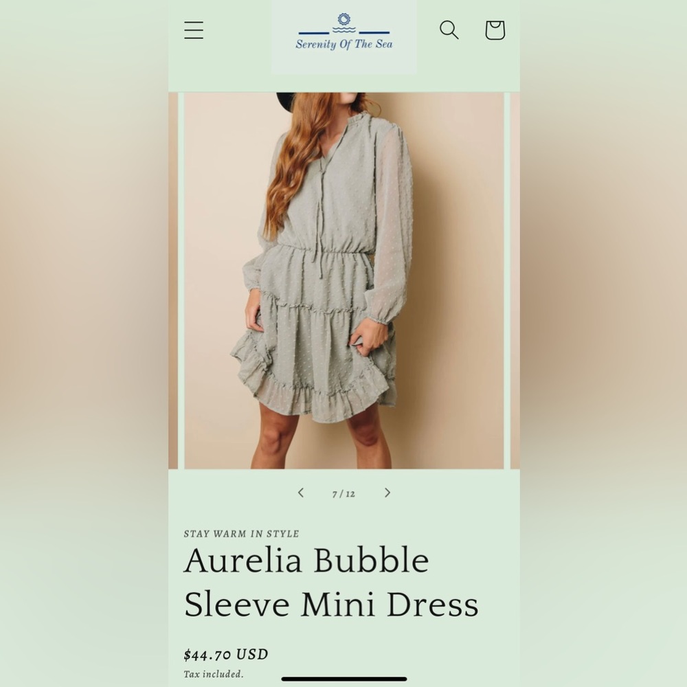 Aurelia Bubble Sleeve Mini Dress Sz.Med